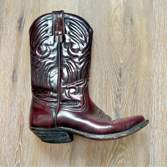 Vintage 80's Sancho Leather Cowboy Boots in Oxblood Burgundy - 37 EU (6.5 US) - Picture 7 of 10